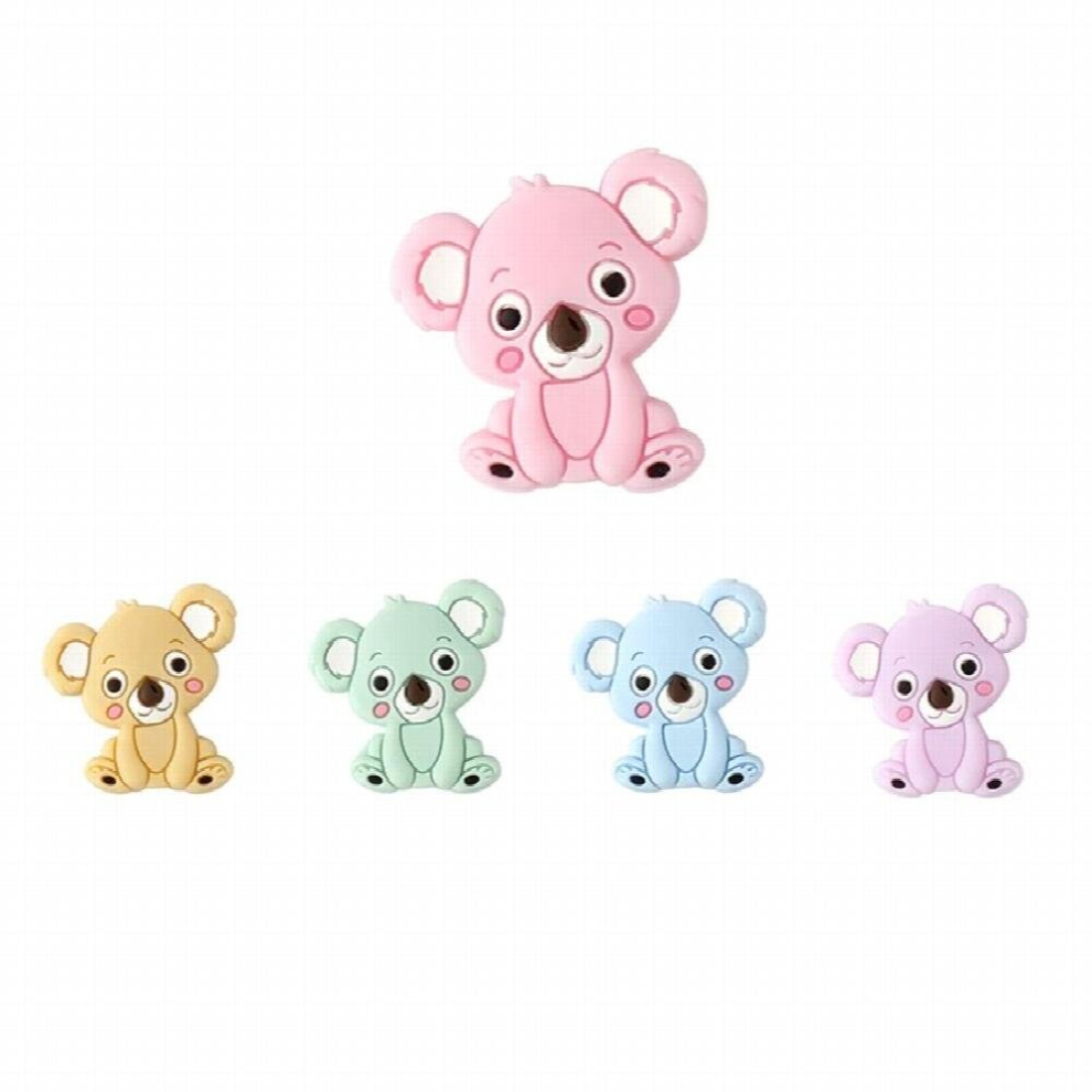 5Pcs Silicone Beads Koala Cat Teething Toys For Pacifier Clips Necklace Accessories Silicone Baby Teether For Babies