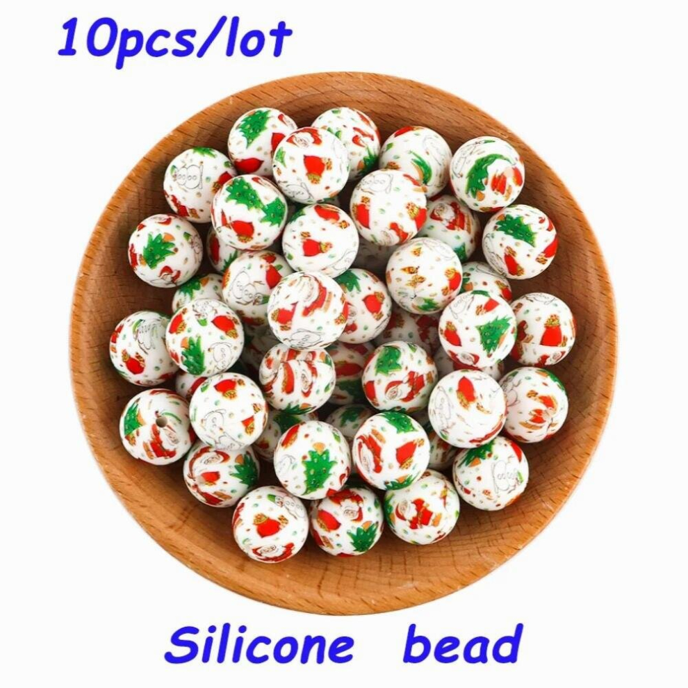 Sunrony Santa Claus Snowman Socks Christmas Silicone Beads Food Silicone Teether DIY Pacifier Chain Necklace Baby Molar