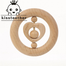 Kissteether Baby Toys Rattles For Newborns Bed Bell Wooden Ring 0-12 Months Beech 1pcs Wooden Ring Teether Educational Toy Gift