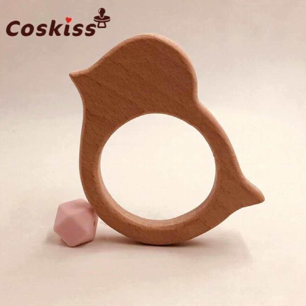 Organic Baby Wooden Large size animal Teether Natural Teething Grasping Toy Baby Shower Gift Toddler Teether Newborn Gift