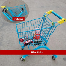 Foldable Pretend Play Shopping Cart Toy Grocery Cart For 2-6 Years Old Baby Kids