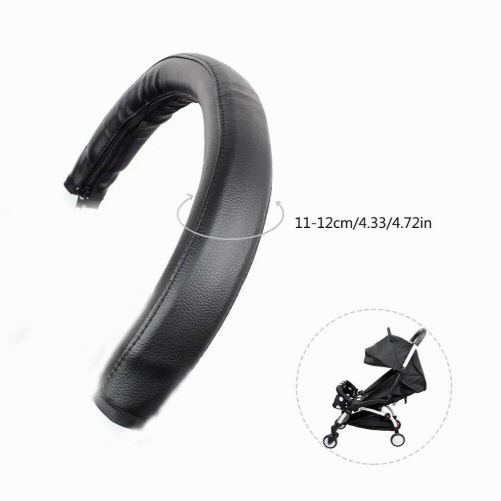 Baby Stroller Handrail Case Cover Stroller Accessories Pu Leather Handle Removable Zipper