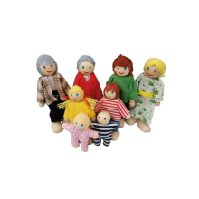 Happy Doll Family 8 People Set Toy Wooden Jointed Dolls Children Muppet Pretend Toys Story