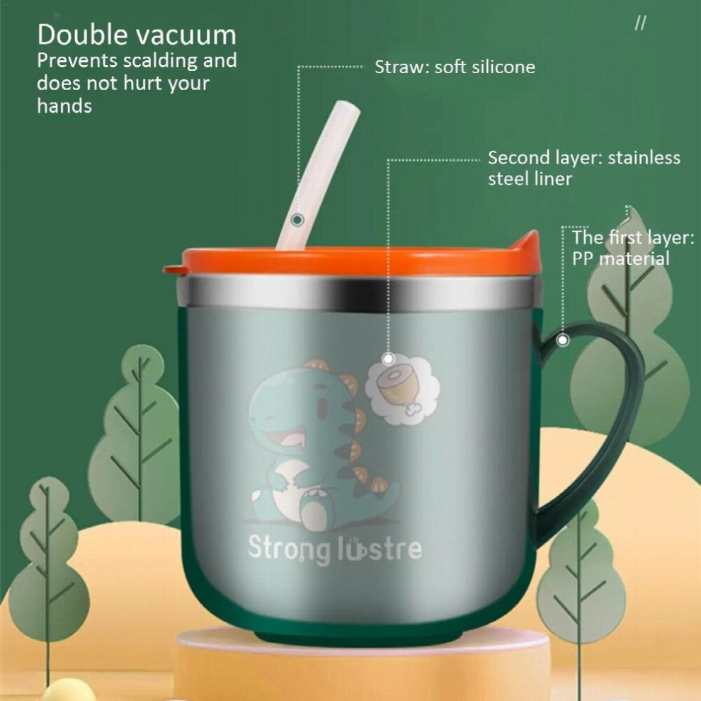 Stainless Steel Kid Sippy Cup Cartoon Straw Cup for Children