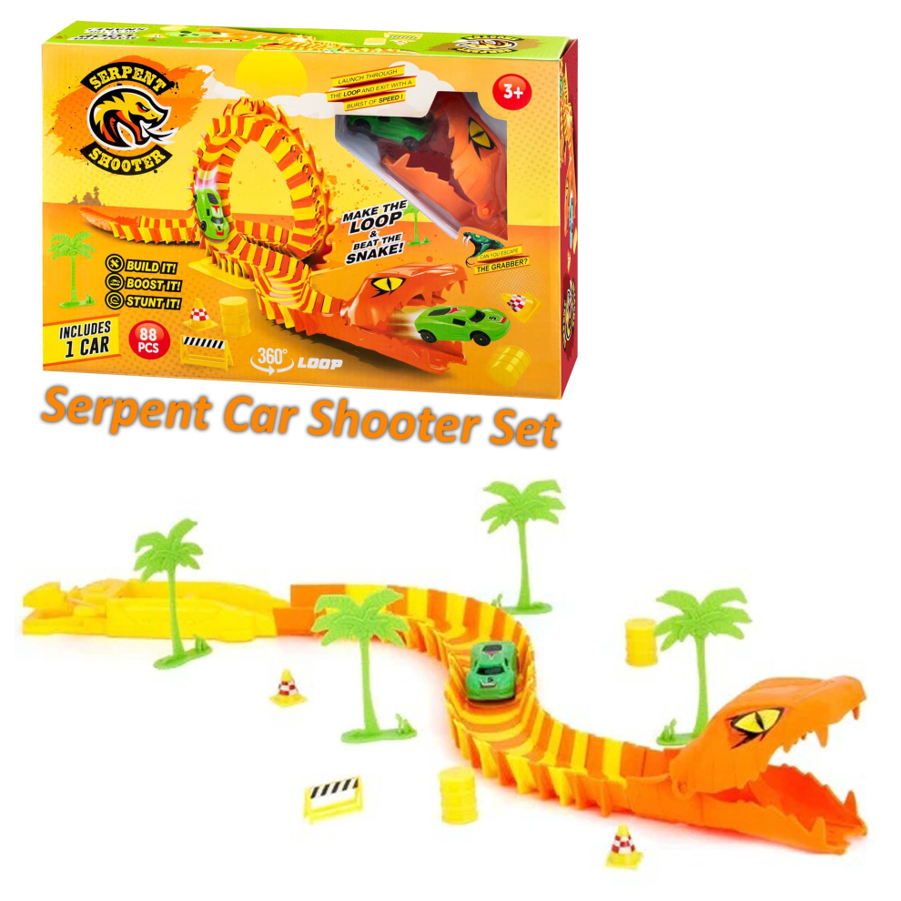 Photos - Doll AAMEN Car Race Track Play Set For Kids, Track Builder Power Shoot With 88pcs