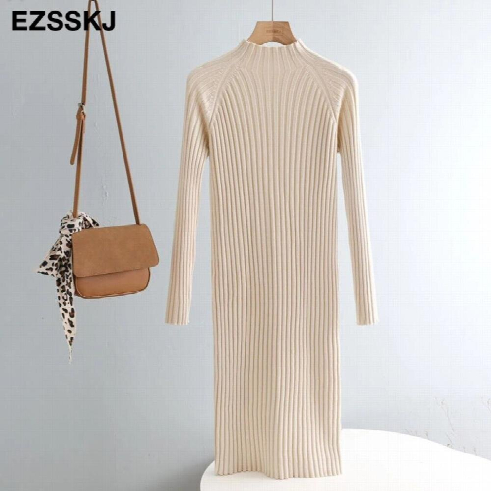 thick autumn winter straight sweater dress warm basic knit dress women loose midi dress Female casual dress-image-OPC-PCQNDJ5-NEW