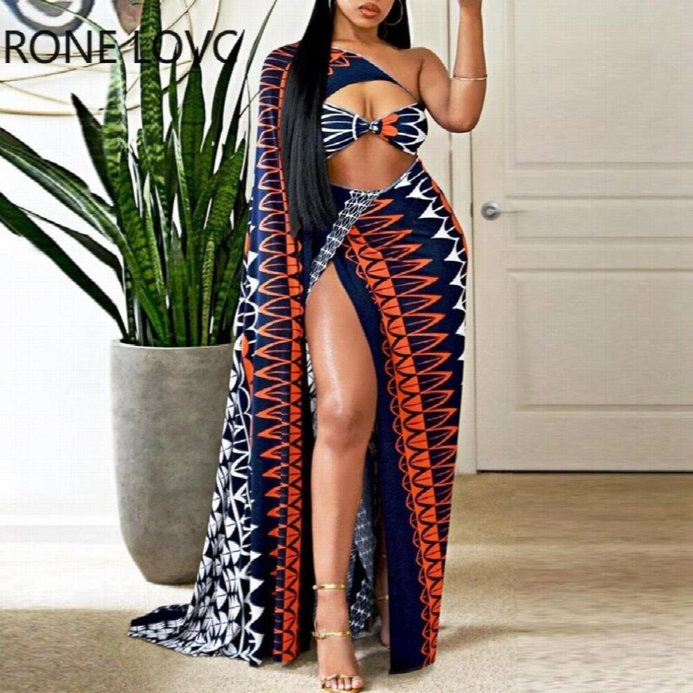 Women Colorblock Cloak Cutout High Slit Maxi Dress Maxi Party Dress-image-OPC-PCQNDTJ-NEW