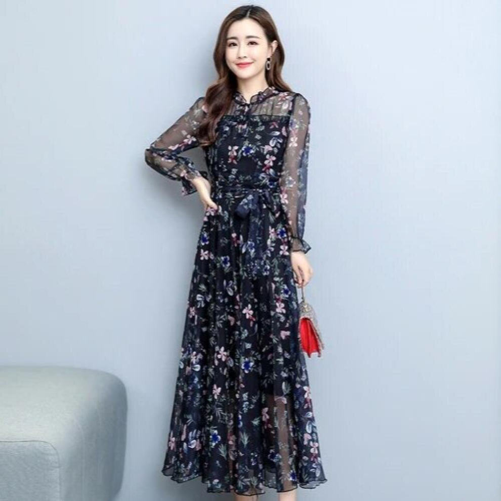 Autumn Winter Floral Chiffon Vintage Midi Dress Casual Boho Beach Maxi Dress Women Bodycon Party Evening Prom Vestido-image-OPC-PCQNFXH-NEW