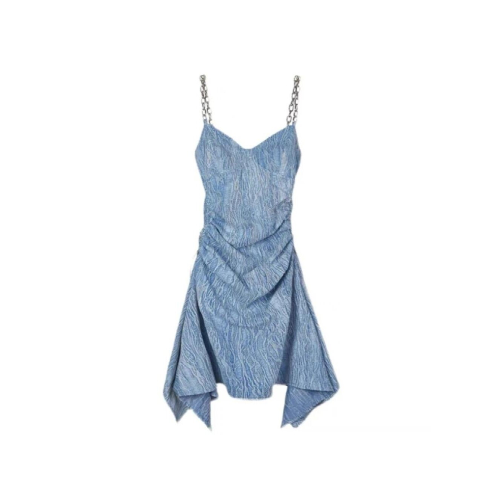 Summer Women Sexy Halter Dress Evening Pleated Sleeveless Tie-Dye Plus Party Midi Skirt-image-OPC-PCQNG6G-NEW