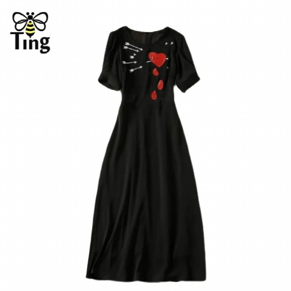 Tingfly Vintage Cupid Arrow & Love Embroidery Party Dinner Dresses High A Line Princess Midi Long Vestidos-image-OPC-PCQNG66-NEW