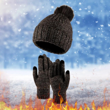 Men Women Winter Hat Warmer Gloves Set Warmer Knit Hat Set