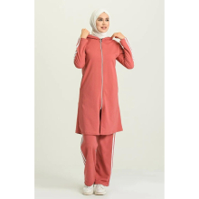 Tracksuit Suit Zippered Pocket Long Sleeve Hooded Elastic Waist Sweatpants Seasonal Winter Women Muslim Hijab Turkey Istanbul