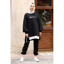 Hooded 2 Pieces Sports Women?s Set, Shirt and Pant Double Suit Plus Size Islamic Muslim Clothing Turkey Dubai