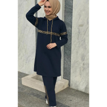 women hijab tracksuit hooded zero collar cotton muslim clothing casual
