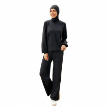 Hijab Tracksuit 3pcs Islamic Muslim Sets Hat Tops Wide Leg Pants Jilbab Women Clothing Sportswear Running Active Beach Wear