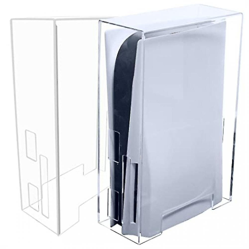 Acrylic Transparent PS5 Protective Cover (CD Version) – Dust-Proof, Ventilated Plexiglass Case with Custom Cable Access