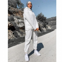 2pc Tracksuit Women Fleece Sweatshirts Set Hooded Sport Suits Warm Hoodie Sweatshirt Long Pant Two Piece Sets Dubai Abaya Muslim