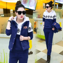 Autumn Winter Thicken Streetwear Tracksuit Women 3 Piece Outfit Casual Waistcoat + Hoodies + Pant Sets Loungewear Female