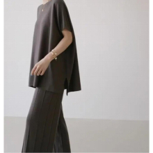 tracksuit women Ice silk Knitted Two piece Casual set Women Long Pullovers Tops and Pleated wide-leg pants sets Suits