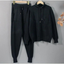 Autumn Knitted Tracksuit Women 2 Pieces one Set Knitted Pullovers Sweater and Pants Turtleneck Sweater + Carrot Jogging