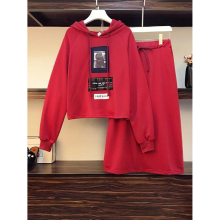 Tracksuit Autumn Winter Women Sports Skirt Suit Hooded Sweater 2 Piece Set Top Sweater Skirt Casual Set