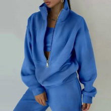 Women Fleece Autumn Winter Female Sports Warm Suit Casual Oversized Two Piece Set Polo Zipper Sweatshirts And Trouser Tracksuits