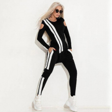 Oshoplive Stylish Contrast Long Sleeve Hollow Casual Athletic Suit Women Sportswear For Women
