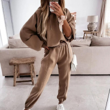 Ladies Long sleeve 2 Pieces Sets Women Solid Outfits Spring Autumn sports hooded sweater Loose Suits Streetwear Joggers Tracksui