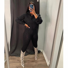 Winter Women Sweater Two Piece Set Matching Sets for Women Casual Outfit Pullover Crop Top Hoodie and Pants Suit Tracksuit Set