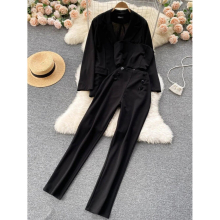 Women Streetwear Blazer Three Piece Sets Spring Autumn Casual Jacket and High Waist Pencil Pants Outfits Suits