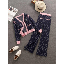 Small Fragrant Tracksuit Women Two Piece Set Autumn Winter Casual Knitted Sweater Cardigan Coats + Pants 2 Piece Sets