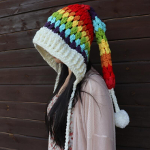 (colour(white), Adult 54-63cm) Children's Hat Woolen Rainbow Warm Witch Princess