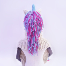 (Children (6-12 years), 4) Kids Hat Unicorn Wool Scarf One Piece Shawl