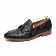 (Black 01 Black-10) Business Men Casual Shoes Breathable Comfortable Jeans Men Shoes Leather Flat Men Oxfords Formal Shoes