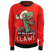 Family Matching Christmas Long Sleeve Sweater Funny Cartoon Dinosaur Print Knitwear Jumpers Adult Kids Pullover Tops