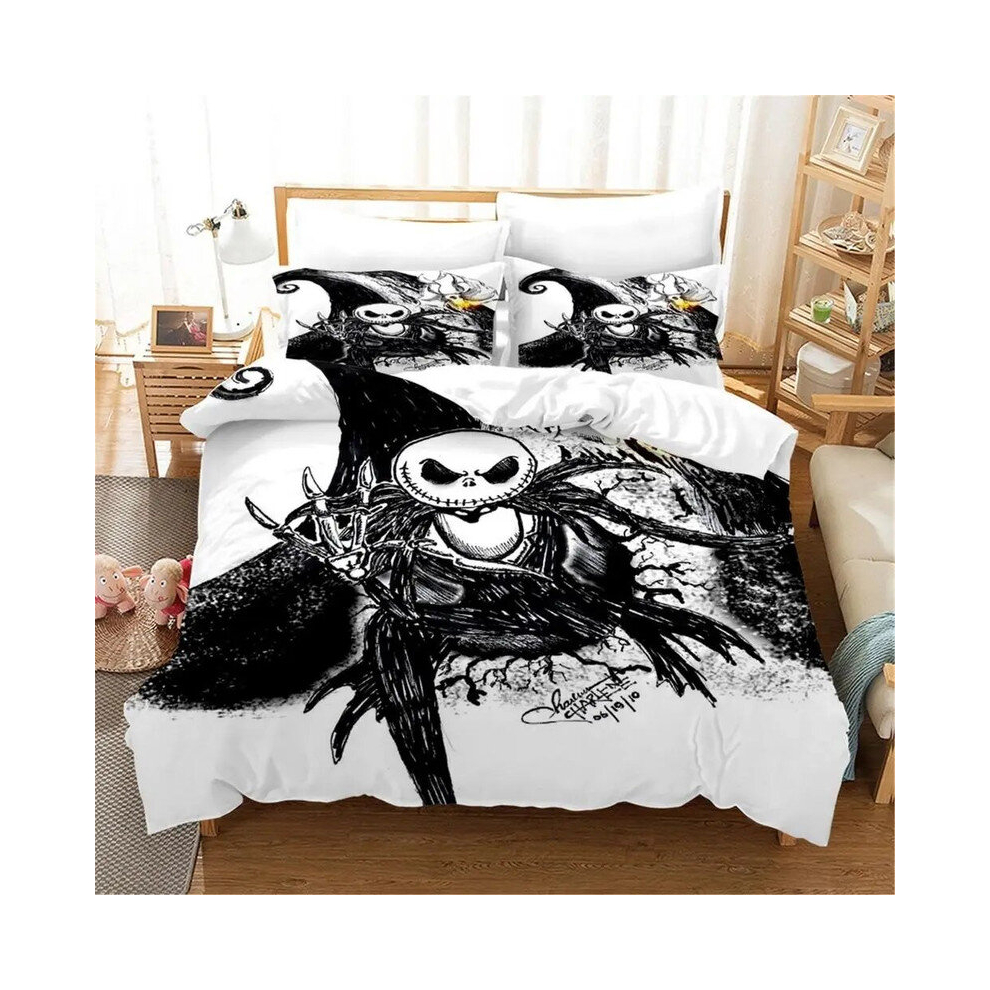 (14, Super King) Nightmare on Christmas Eve Bedding Set Valentine's Day 3 Piece Pillowcase Comforter Set