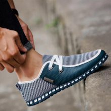 (Turquoise Beige-39 6.5) Casual Shoes Driving Shoes Men Flats Slip On Loafers Italian Breathable Flat Shoes Men Zapatillas Hombre Plus Size 39-46