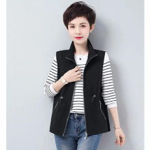 Middle-Aged Mothers Wear Vest Women Short 2021Spring Autumn Waistcoat Jacket Female Lined Sleeveless Coat Lady Cardigan L565