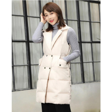 Cotton Padded Down Vest Women Mid-Length Autumn Winter Warm Sleeveless Jacket Waistcoat Sashes Outerwear Student Vest