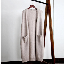 Spring Sleeveless Long Knitted Vest Women Solid Wool Cardigan Coat V-Neck Ladys Sweater Winter Waistcoat