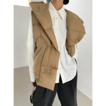 Ultra Light Waistcoat 90% Duck Down Women Vest Hooded Winter Thick Bread Down Jacket Sleeveless Female Loose Gilet Outwear