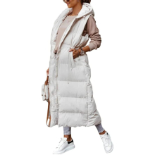 Hooded Zipper Jacket Women Oversize Waistcoat Winter Outerwear Hooded Parka Quilted Vest Casual Sleeveless X Long Coat