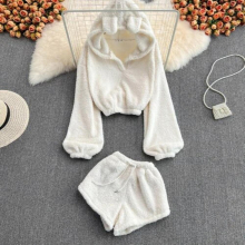 Joinyouth Two Piece Set Women Femme Roupas Hooded Cropped Sweatshirt Tops High Waist Short Suit Tracksuit 2 Pcs