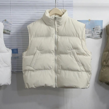 Womens Puffer Down Vest Outerwear Autumn Winter Sleeveless Zipper Padded Jacket Boyfriend Fleece Gilets Coat Outdoor