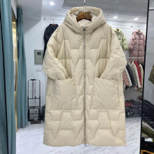 off European down jacket womens medium length version knee size loose hooded thickened winter coat