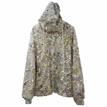 Sequined sun protective hooded jacket heavy work Blingbling mesh thin sun proof lady outwear