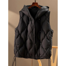 Winter Loose Short Puffer Feather Vest Women Hooded Single Breasted 90% Duck Down Lightweight Waistcoat