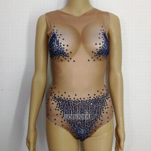 3 Colors Sparkly Rhinestones Leotard Bodysuit Colorful Pearls Sexy One Piece Costume Female Nightclub DJ Singer Dance Costumes