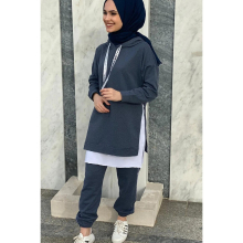Womens Tracksuit Set Hijab Big Size Slit Detailed Sport Stylish Combination High 36-54