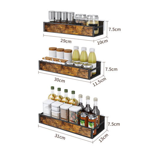 Living And Home Industrial 3PCS Wall Mount Spice Rack Organizer 2